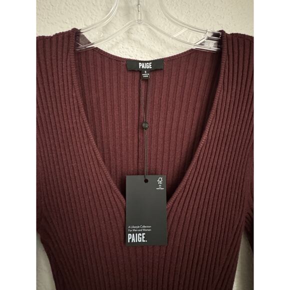 PAIGE Bel Dress in Oxblood - Picture 4 of 9